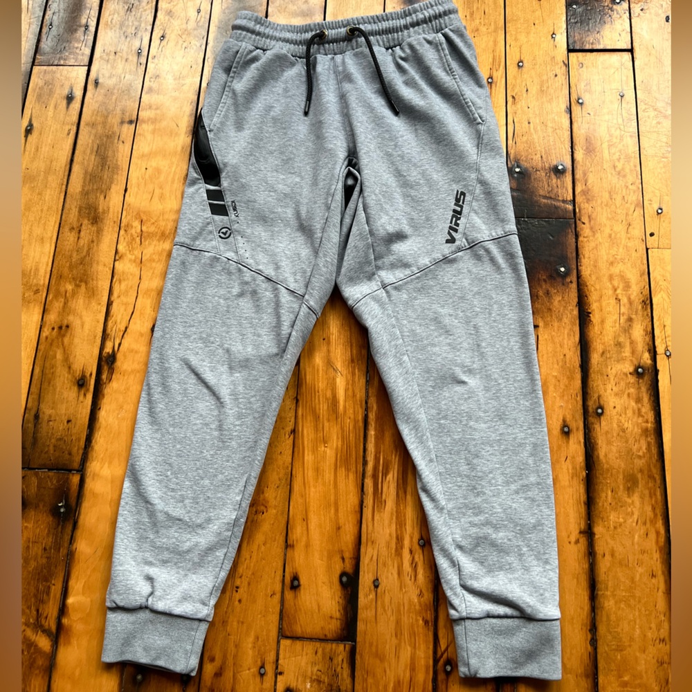Virus IconX Men’s Small Gray Jogger Sweatpants Cuffed Activewear Stretch Gym